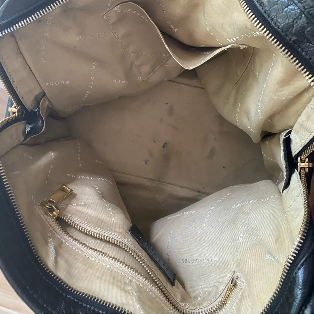 Marc JACOBS Black Wellington Fulton Leather Satchel Bag Large Purse Tote $1300